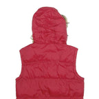DENIM CO Womens Red Nylon Puffer Gilet Hooded UK 12 Zip Plaid Check Lining