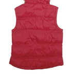 DENIM CO Womens Red Nylon Puffer Gilet Hooded UK 12 Zip Plaid Check Lining