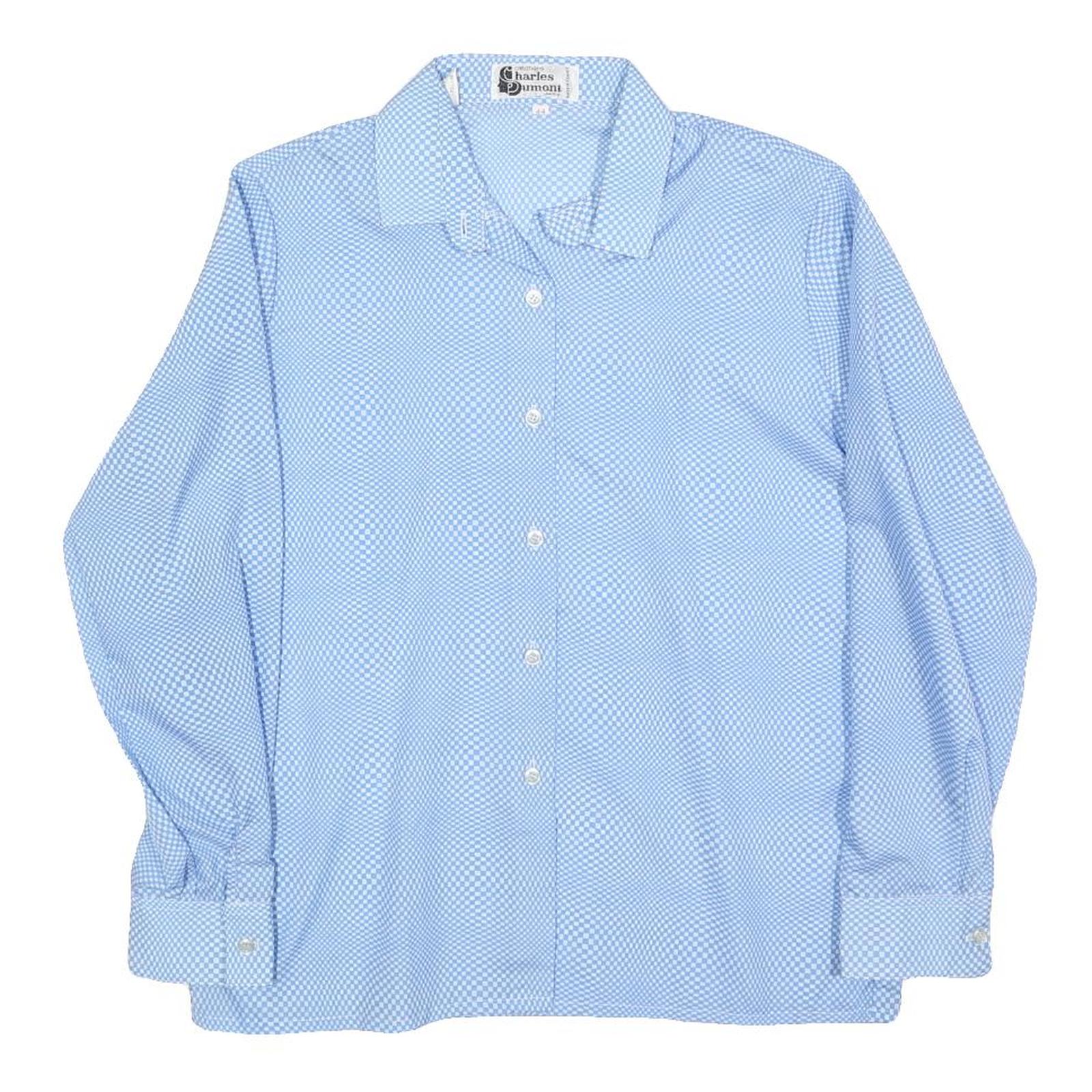 CHARLES DUMONT Womens Blue Printed Shirt Long Sleeve Collared S Light Top