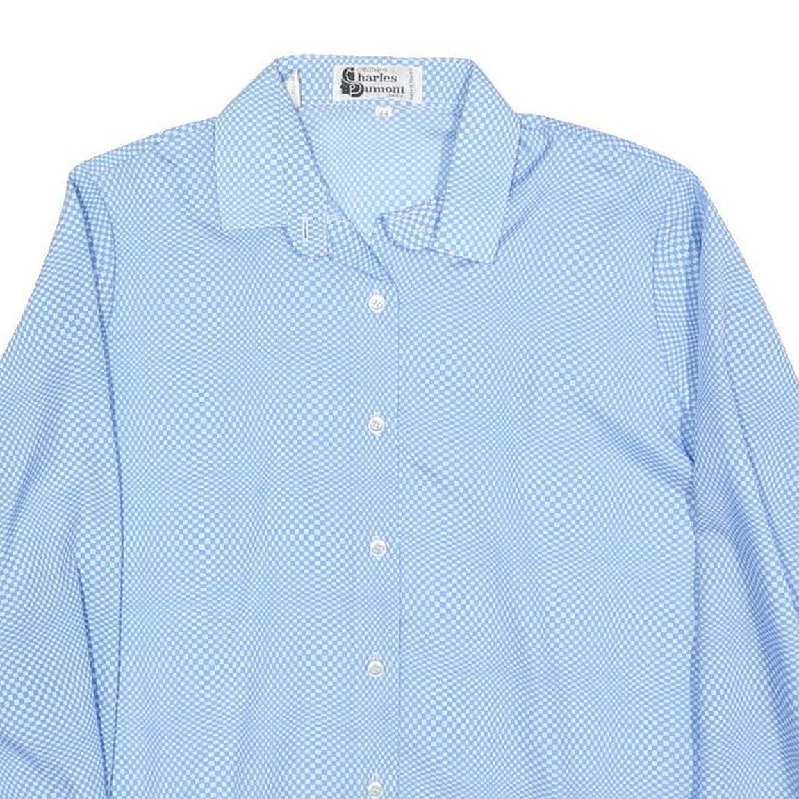 CHARLES DUMONT Womens Blue Printed Shirt Long Sleeve Collared S Light Top