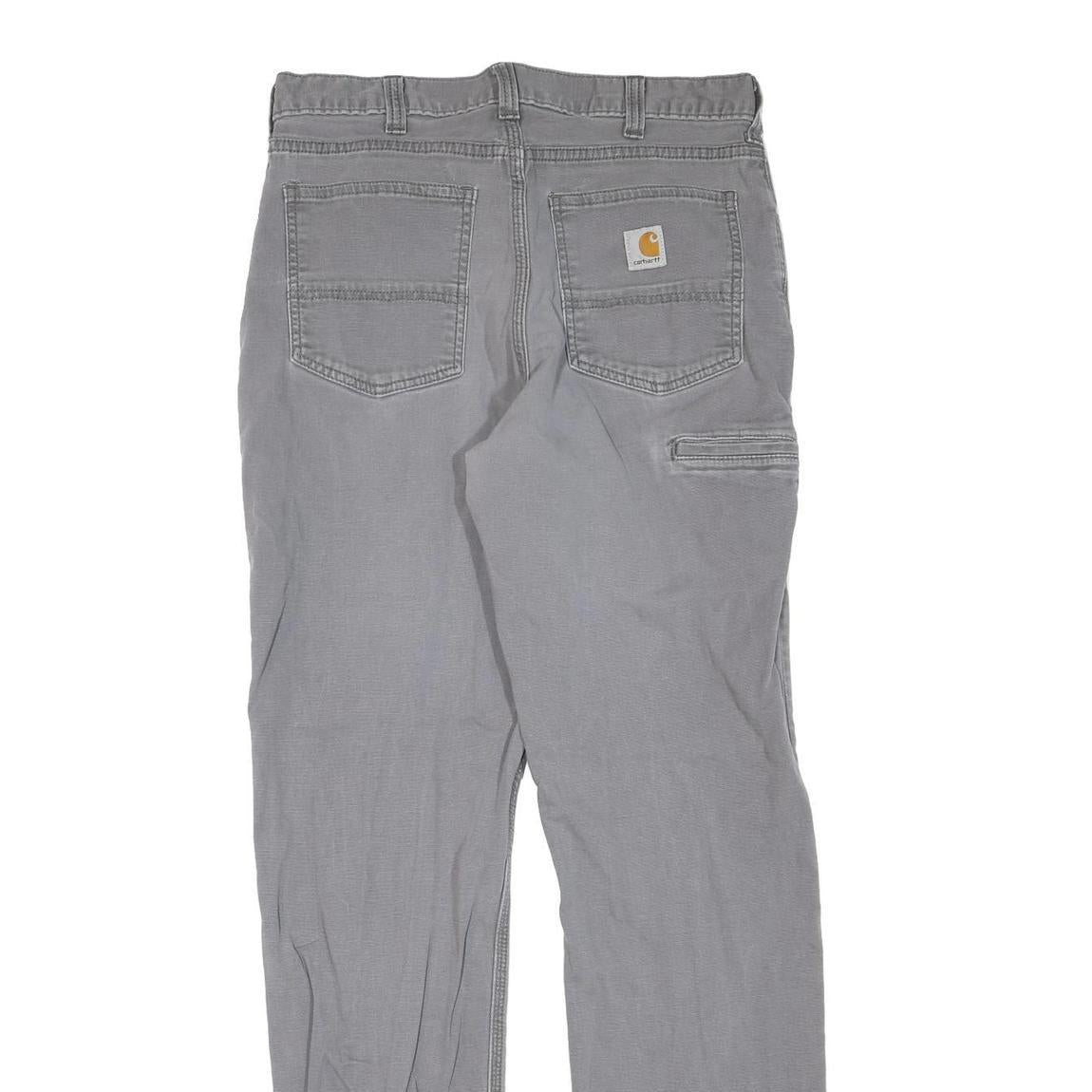 CARHARTT Mens Grey Regular Fit Straight Denim Jeans W33 L34 Workwear Zip Closure