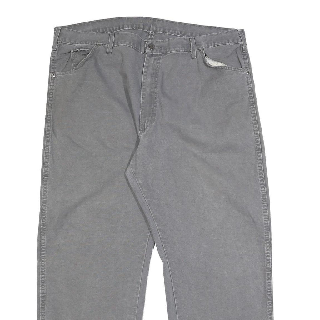 DICKIES Mens Cotton Grey Relaxed Straight Trousers W42 L30 Workwear Casual