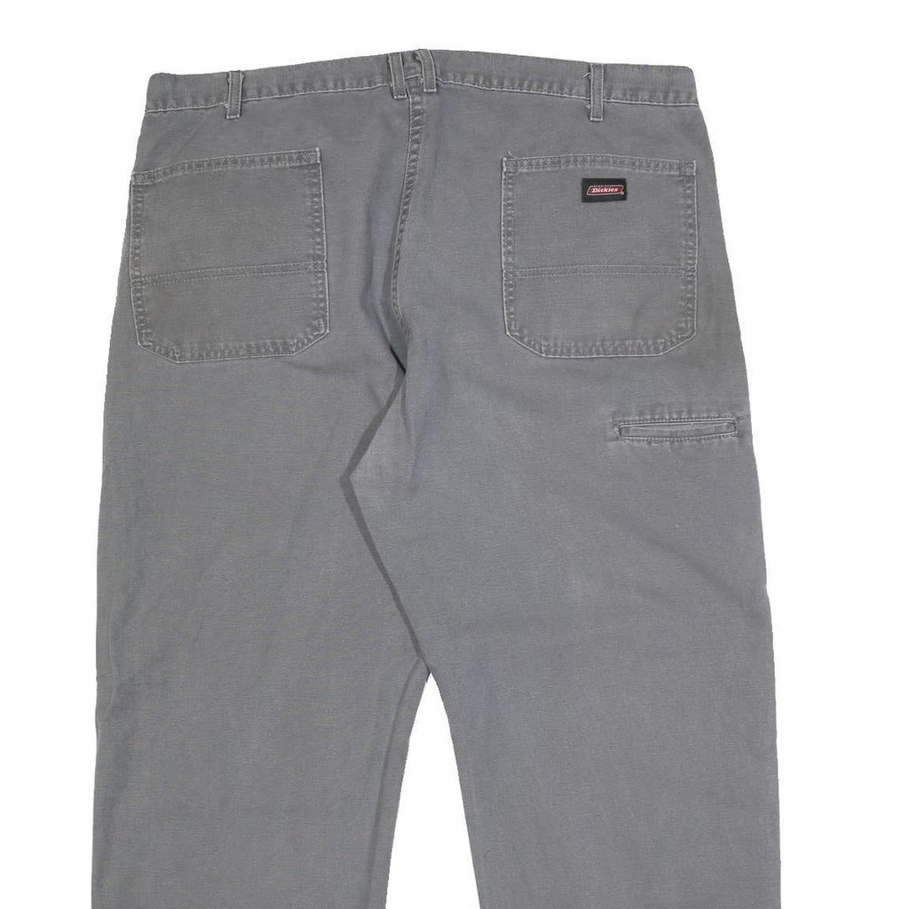 DICKIES Mens Cotton Grey Relaxed Straight Trousers W42 L30 Workwear Casual