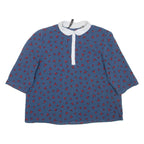 ZARA Womens Printed Blouse Blue Collared Spotted S