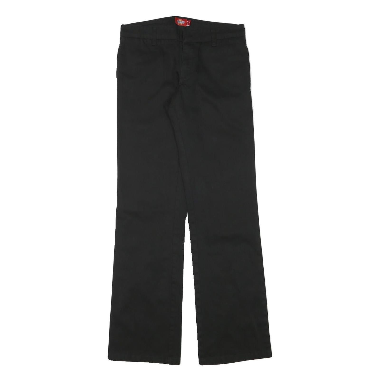 DICKIES Womens Black Cotton Blend Regular Fit Straight Leg Trousers W28 L31