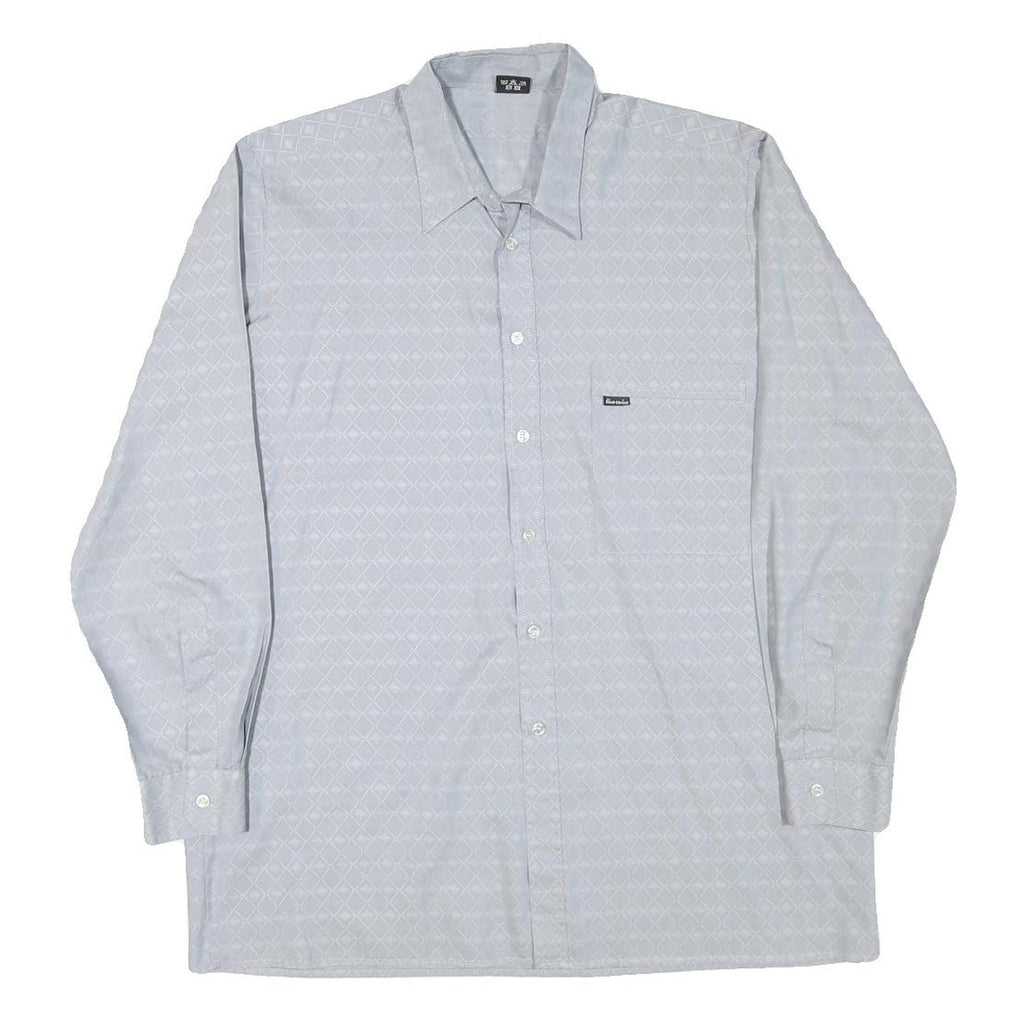 DINO CARINO Mens Blue Shirt M Cotton Blend Long Sleeve Button Collar Fashion