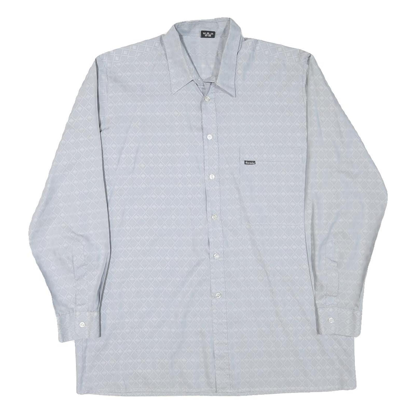 DINO CARINO Mens Blue Shirt M Cotton Blend Long Sleeve Button Collar Fashion
