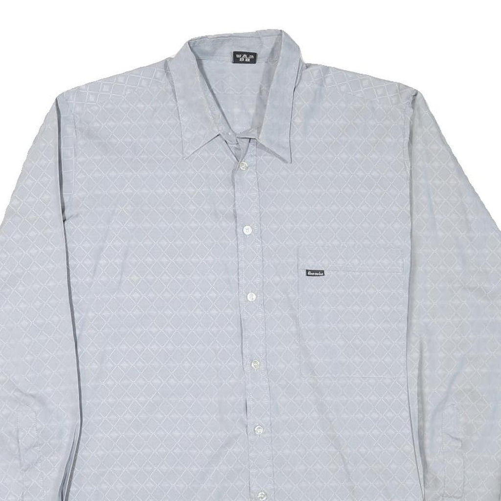 DINO CARINO Mens Blue Shirt M Cotton Blend Long Sleeve Button Collar Fashion