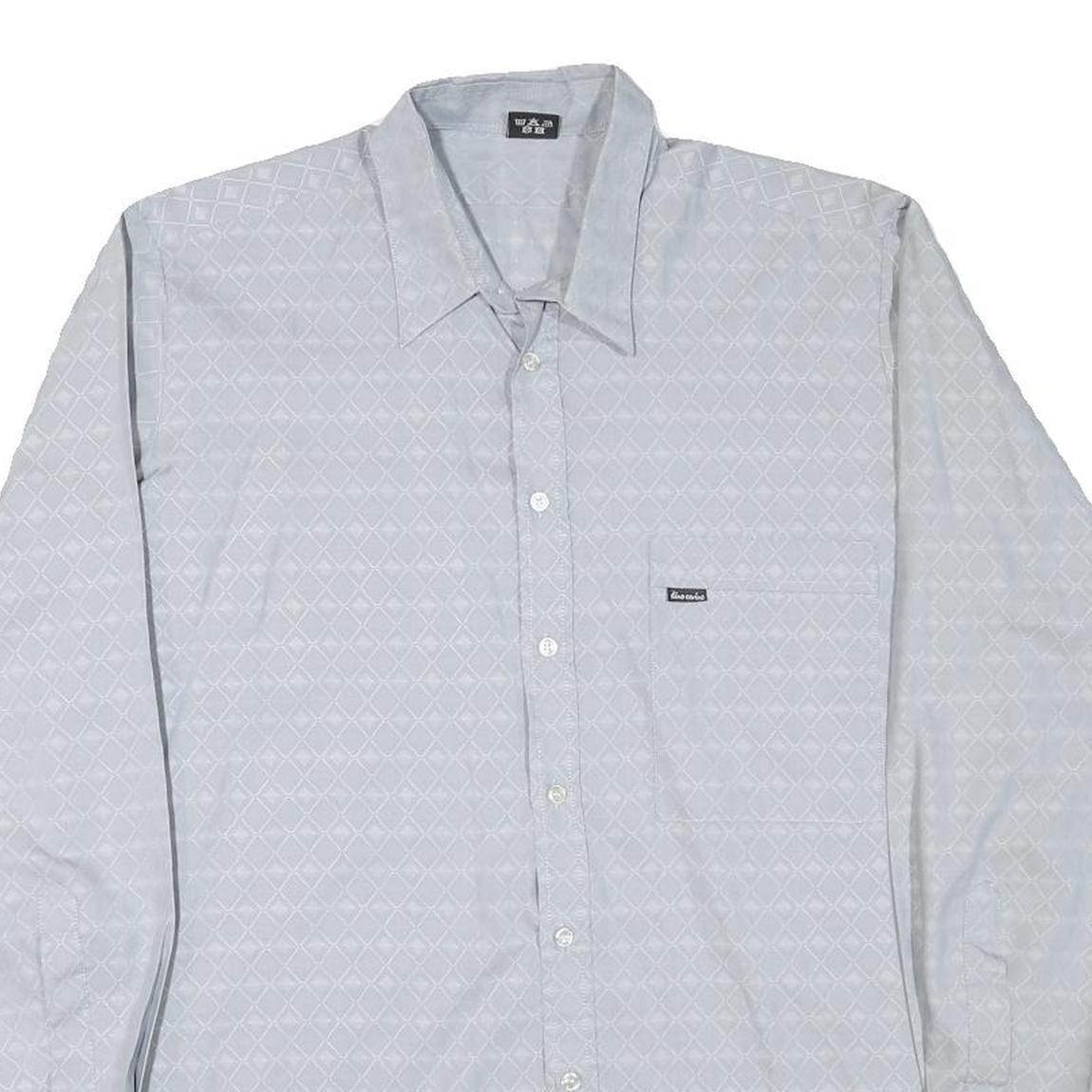 DINO CARINO Mens Blue Shirt M Cotton Blend Long Sleeve Button Collar Fashion