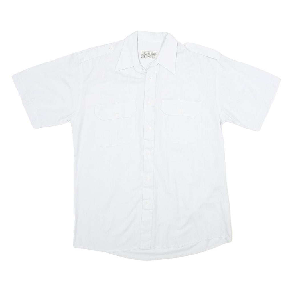 THE LOST CITY Mens White Casual Shirt M Cotton Blend Short Sleeve Button Front