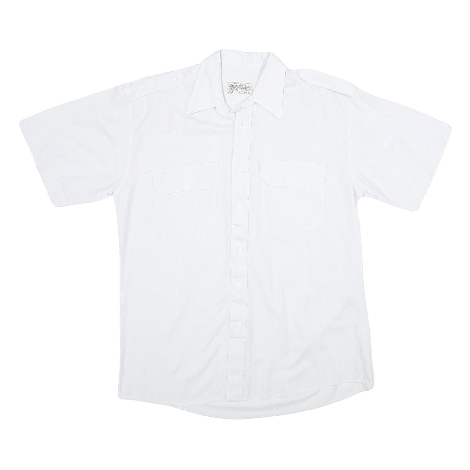 THE LOST CITY Mens White Casual Shirt M Cotton Blend Short Sleeve Button Front