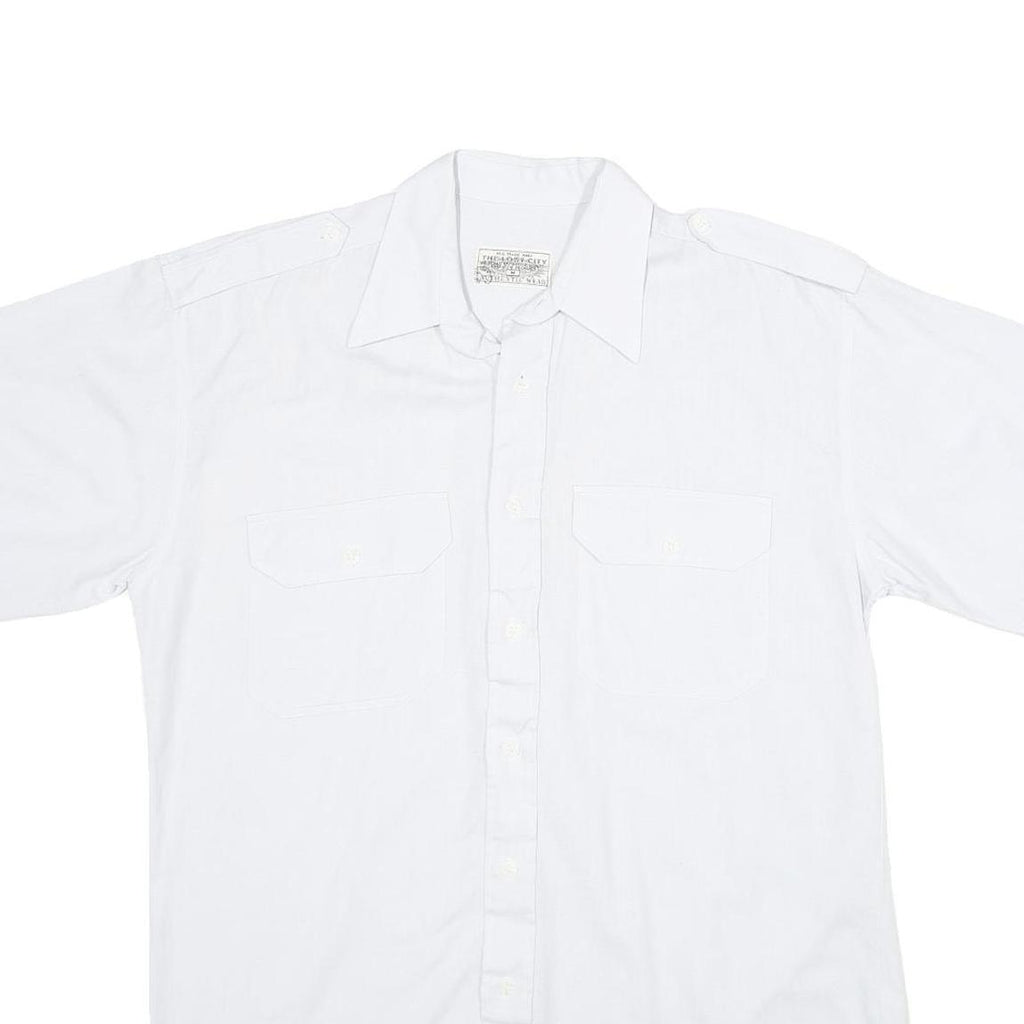 THE LOST CITY Mens White Casual Shirt M Cotton Blend Short Sleeve Button Front