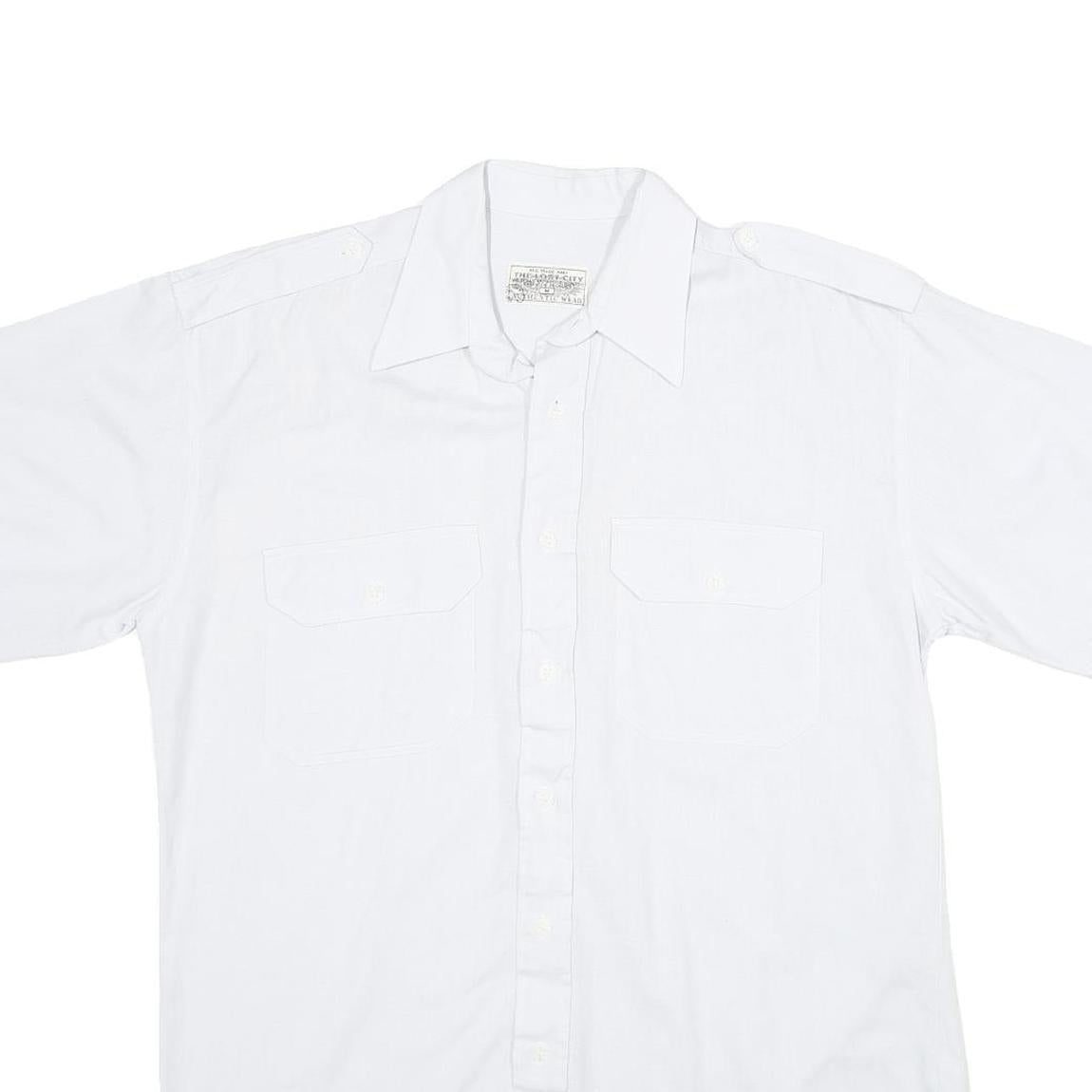 THE LOST CITY Mens White Casual Shirt M Cotton Blend Short Sleeve Button Front