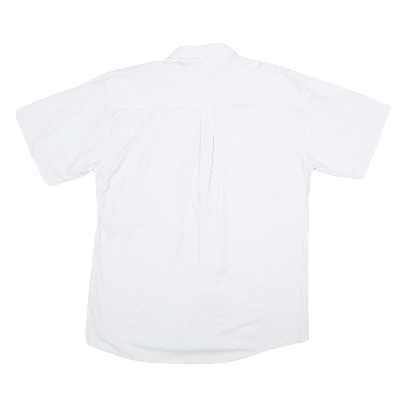 THE LOST CITY Mens White Casual Shirt M Cotton Blend Short Sleeve Button Front