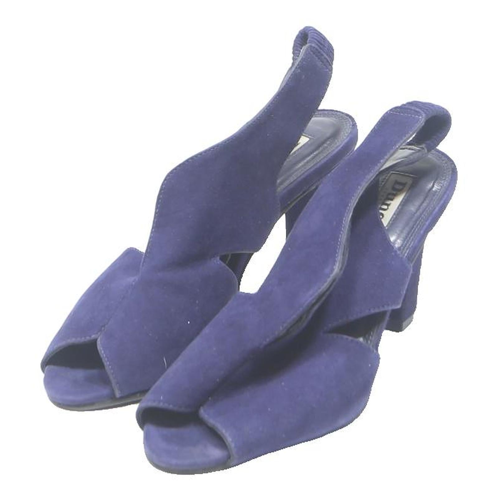 DUNE Womens Blue Suede Slingback Heels UK 6 Elegant Cut-Out Design