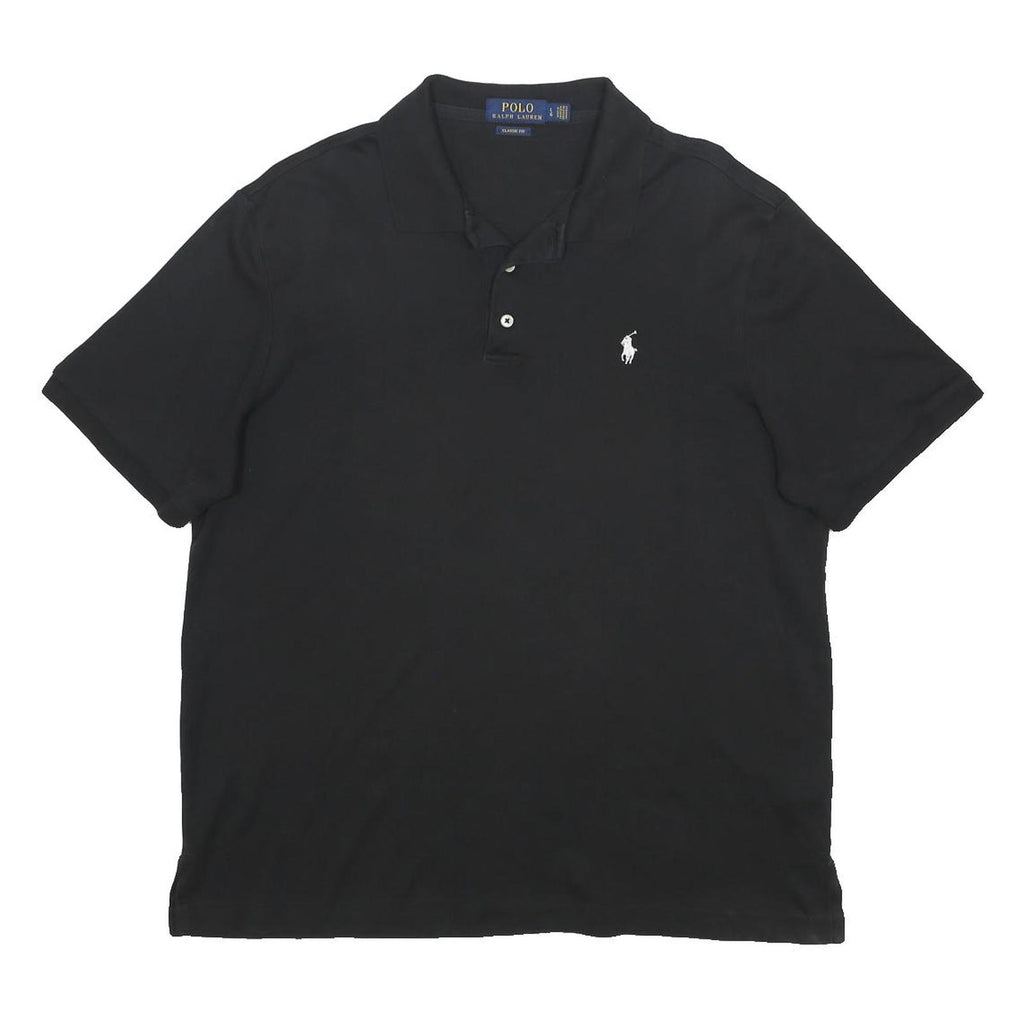 POLO RALPH LAUREN Mens Black Cotton Short Sleeve Polo Shirt L Classic Fit