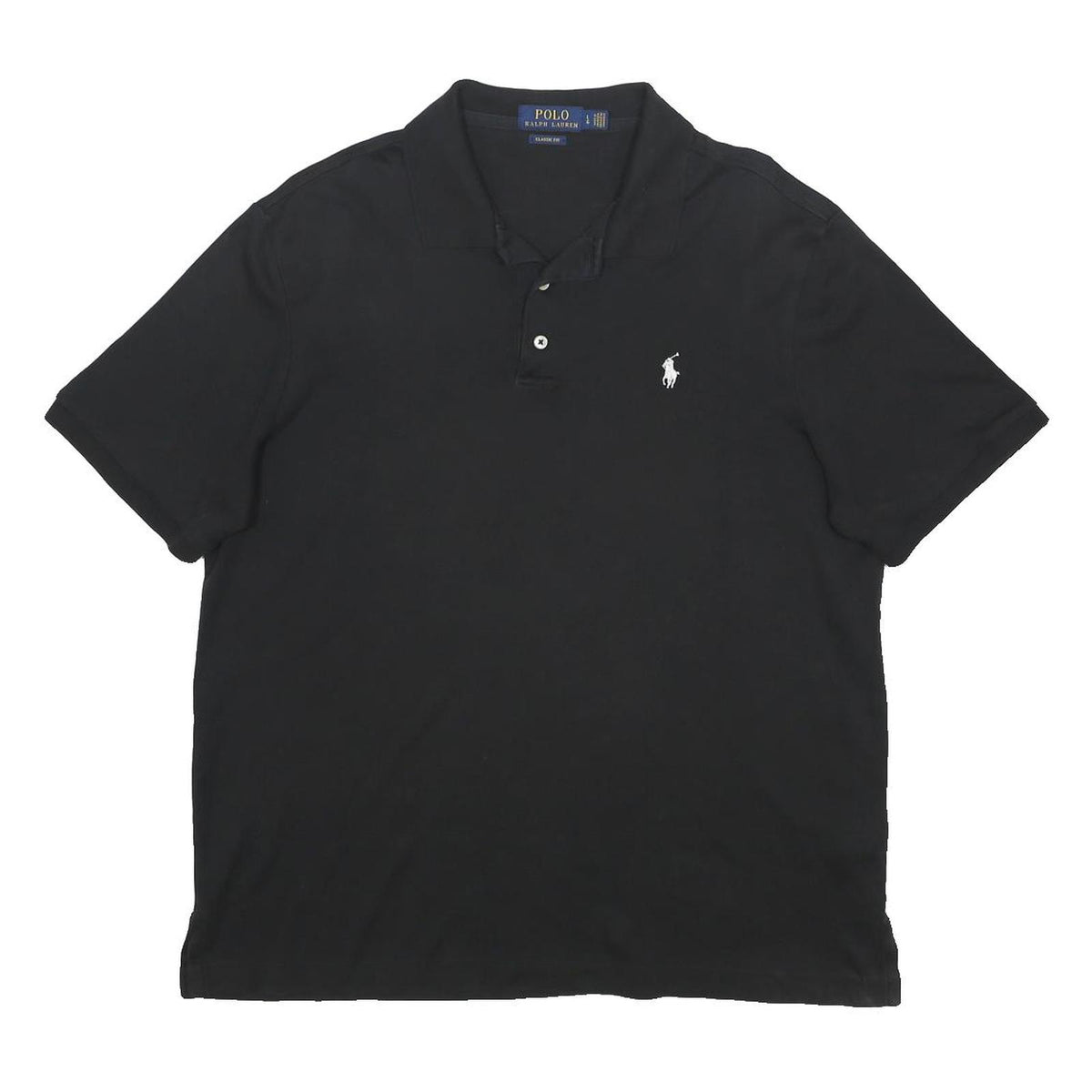 POLO RALPH LAUREN Mens Black Cotton Short Sleeve Polo Shirt L Classic Fit