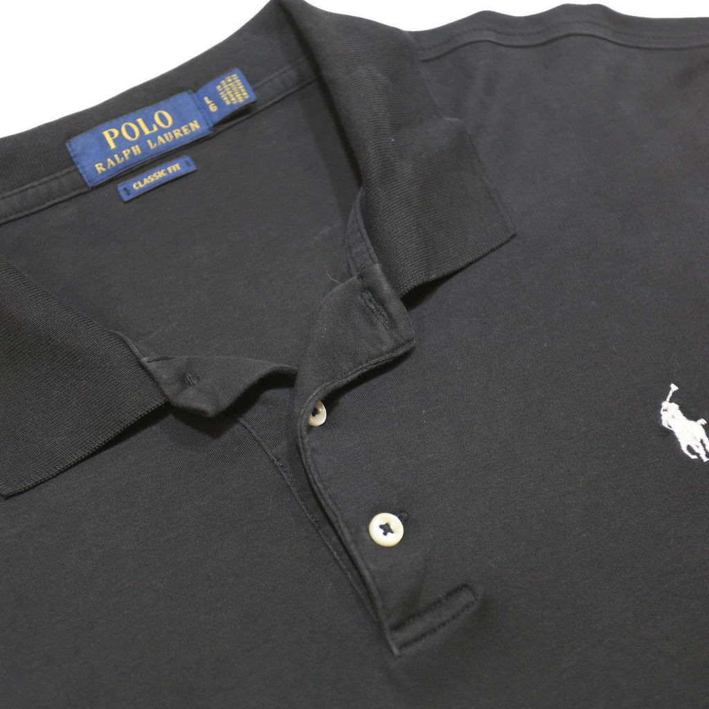 POLO RALPH LAUREN Mens Black Cotton Short Sleeve Polo Shirt L Classic Fit