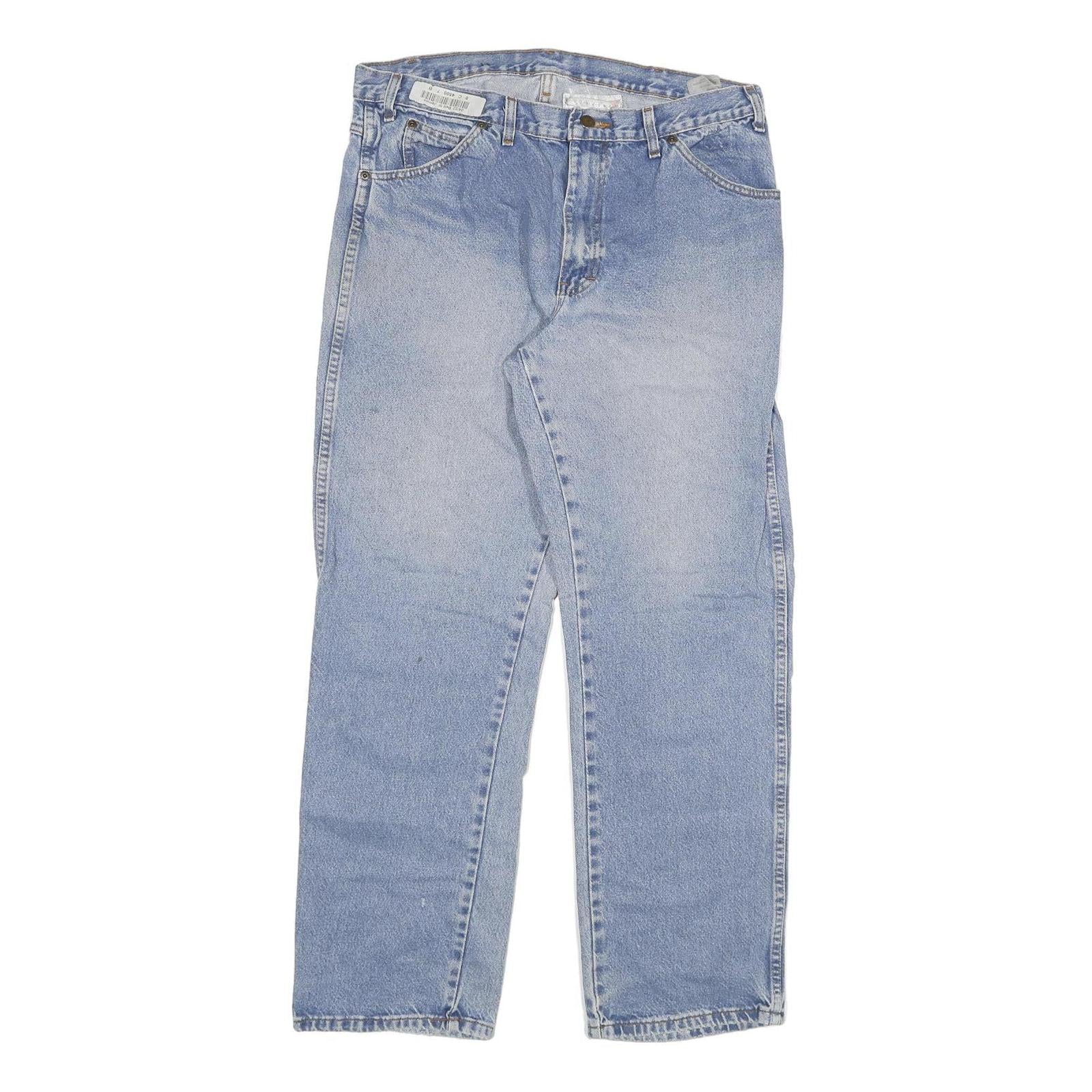 DICKIES Mens Regular Fit Straight Leg Denim Light Blue Jeans W34 L31 Zip Cotton