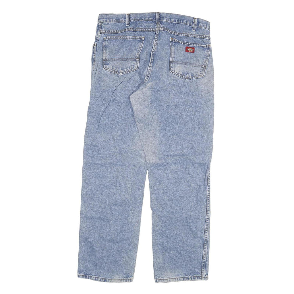 DICKIES Mens Regular Fit Straight Leg Denim Light Blue Jeans W34 L31 Zip Cotton