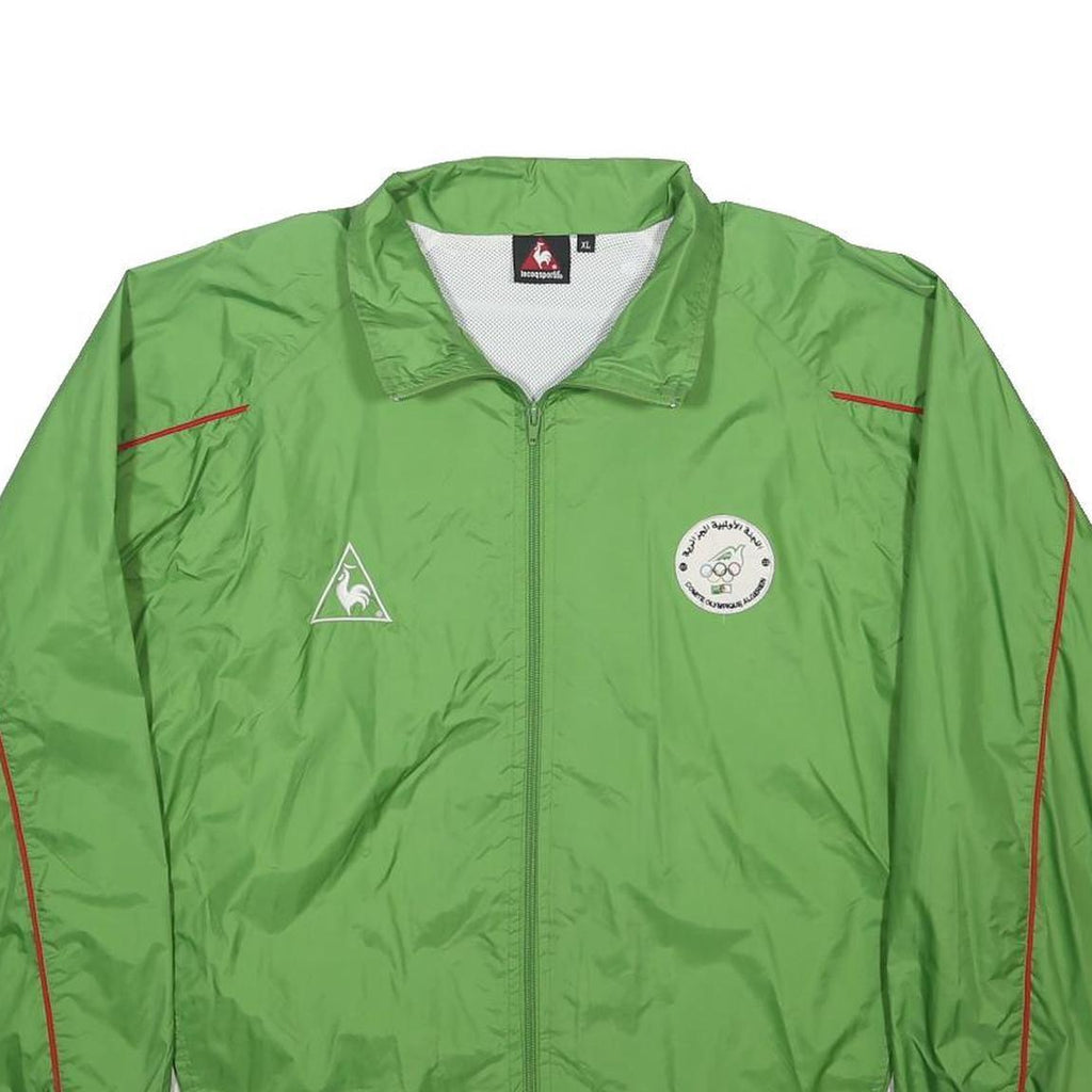 LE COQ SPORTIF Mens Green Nylon Zip Jacket XL Plain Lightweight Sportswear