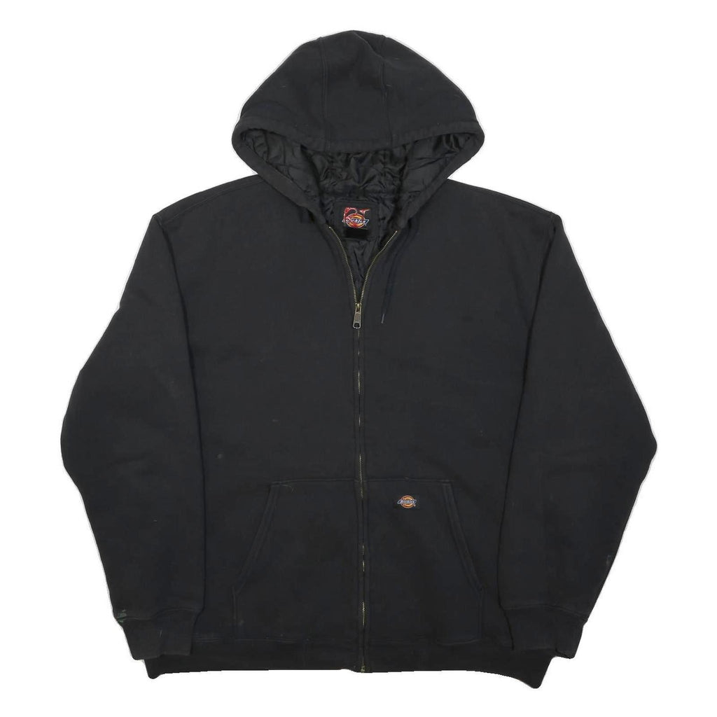 DICKIES Mens Black Poly Blend Hoodie Jacket XL Zip Plain Workwear Casual