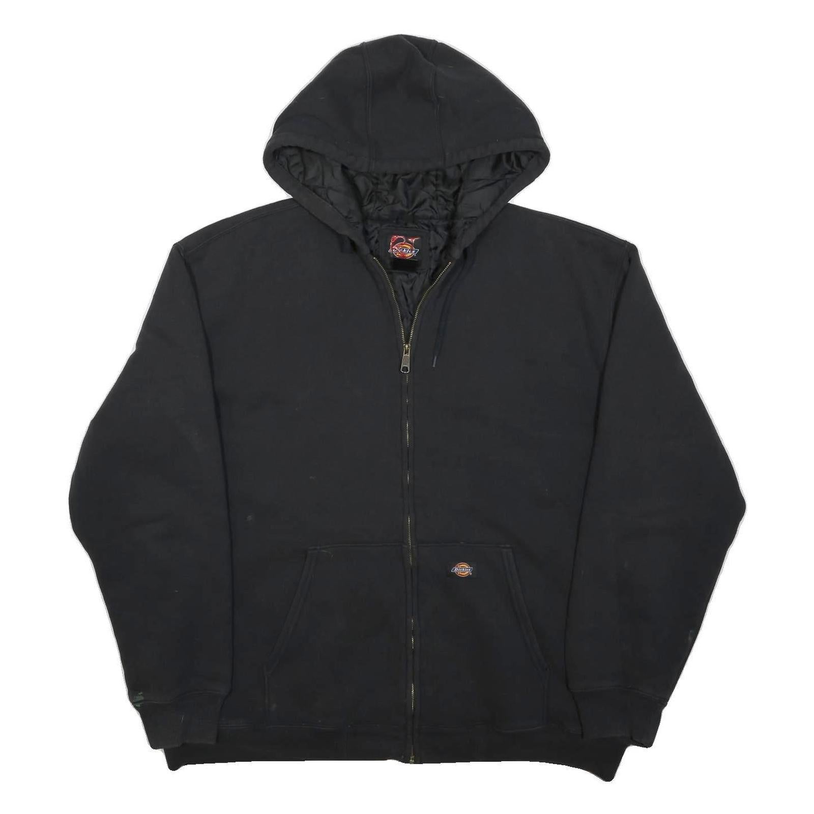 DICKIES Mens Black Poly Blend Hoodie Jacket XL Zip Plain Workwear Casual
