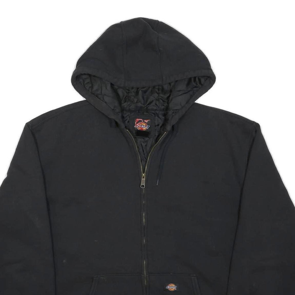 DICKIES Mens Black Poly Blend Hoodie Jacket XL Zip Plain Workwear Casual