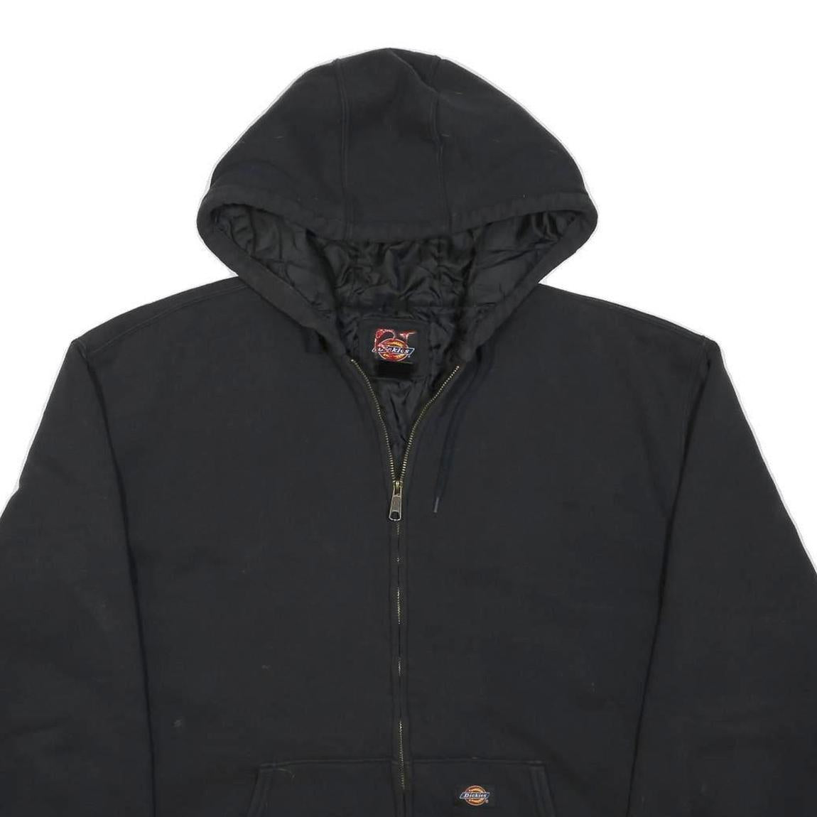 DICKIES Mens Black Poly Blend Hoodie Jacket XL Zip Plain Workwear Casual