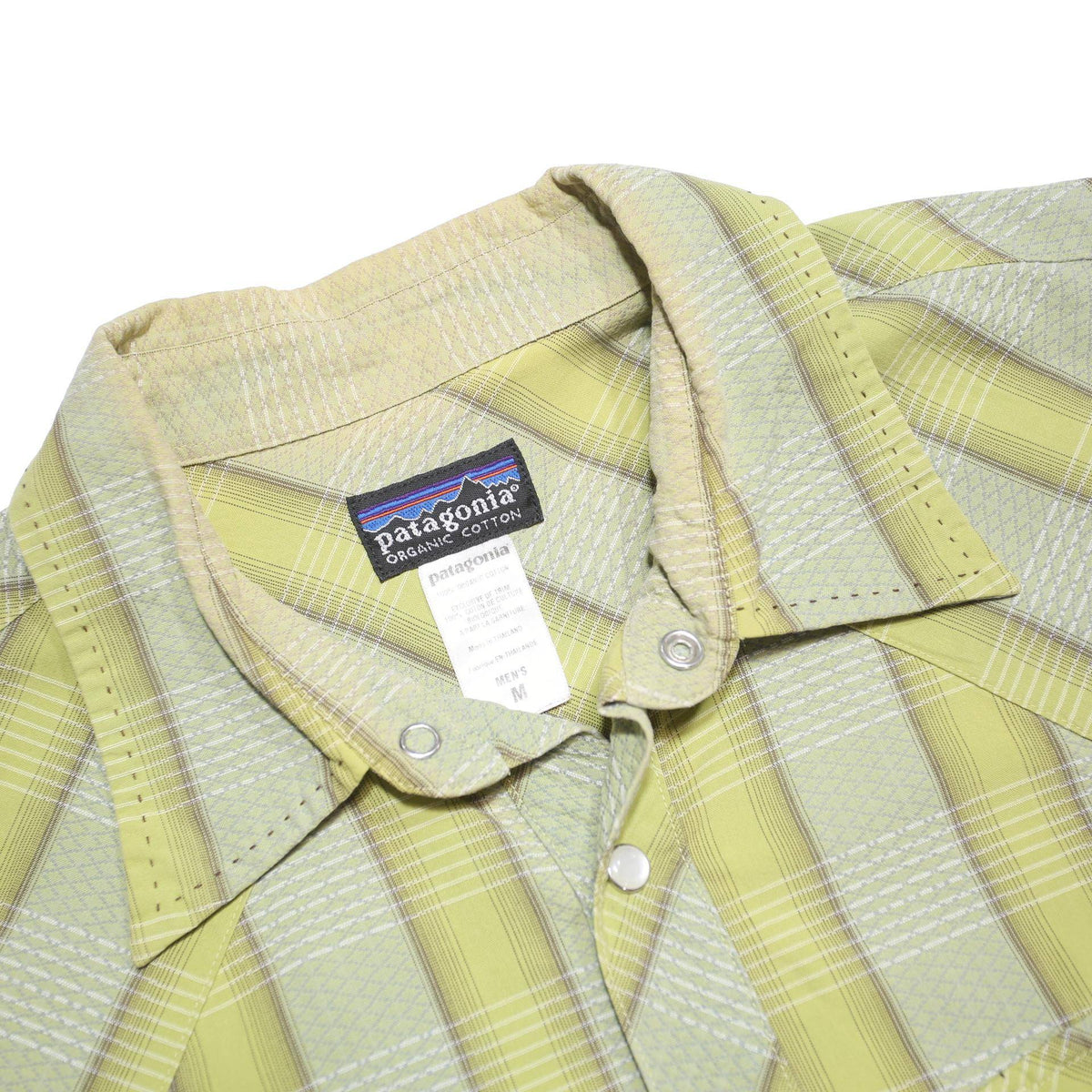 PATAGONIA Mens Yellow Check Shirt L Cotton Blend Casual Button-Up Long Sleeve