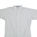 Mens Blue & White Striped Cotton Blend Shirt L Button Down Casual Summer