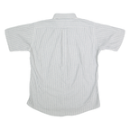 Mens Blue & White Striped Cotton Blend Shirt L Button Down Casual Summer