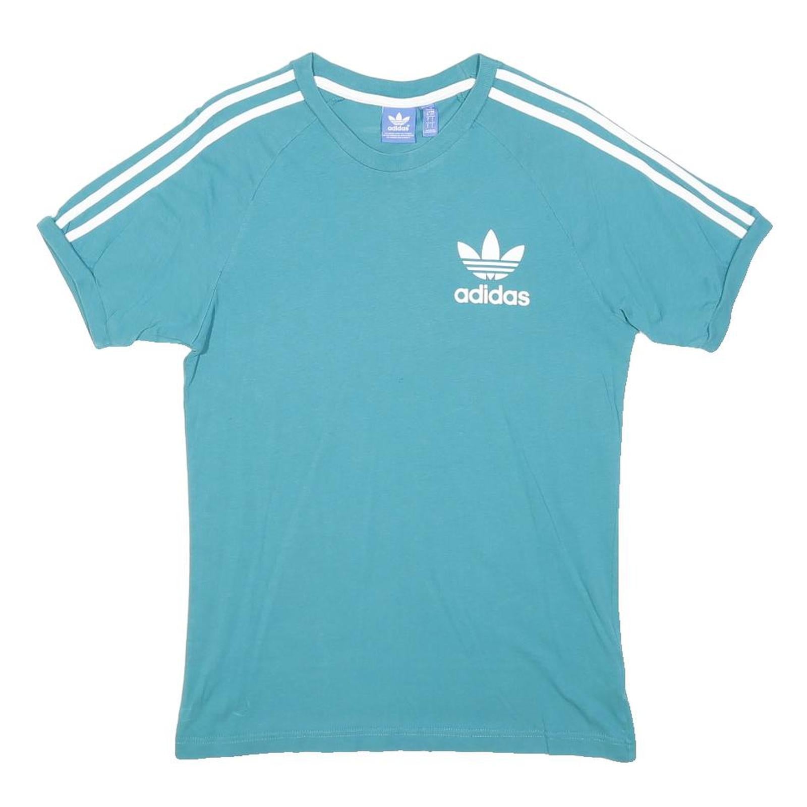ADIDAS ORIGINALS Mens Blue T-Shirt S Short Sleeve Crew Neck Cotton Blend