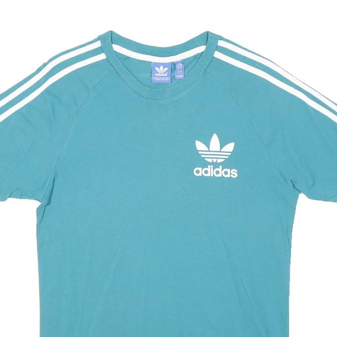 ADIDAS ORIGINALS Mens Blue T-Shirt S Short Sleeve Crew Neck Cotton Blend