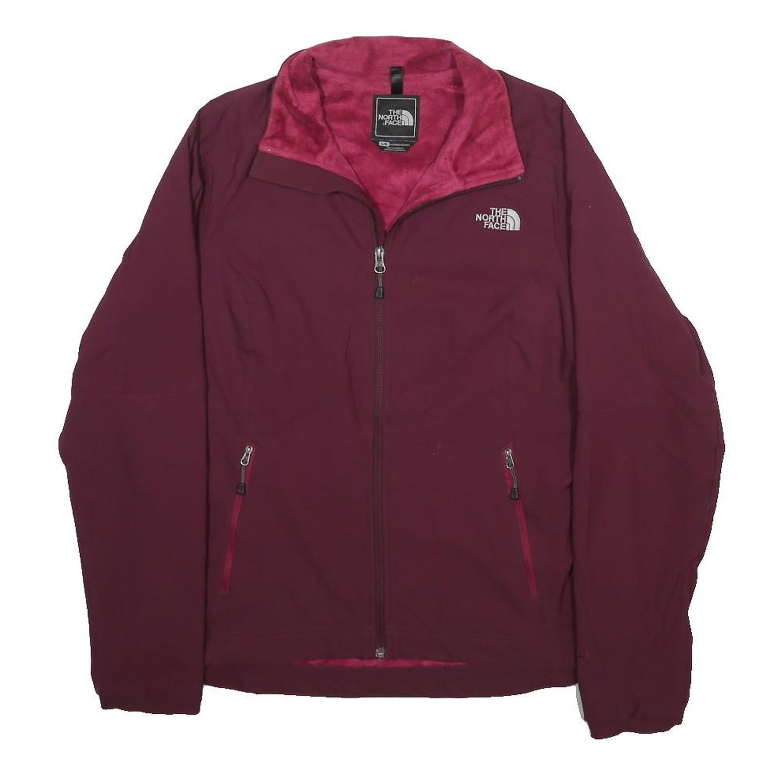 THE NORTH FACE Womens Maroon & Pink Zip Jacket L Polyester Blend Outdoor