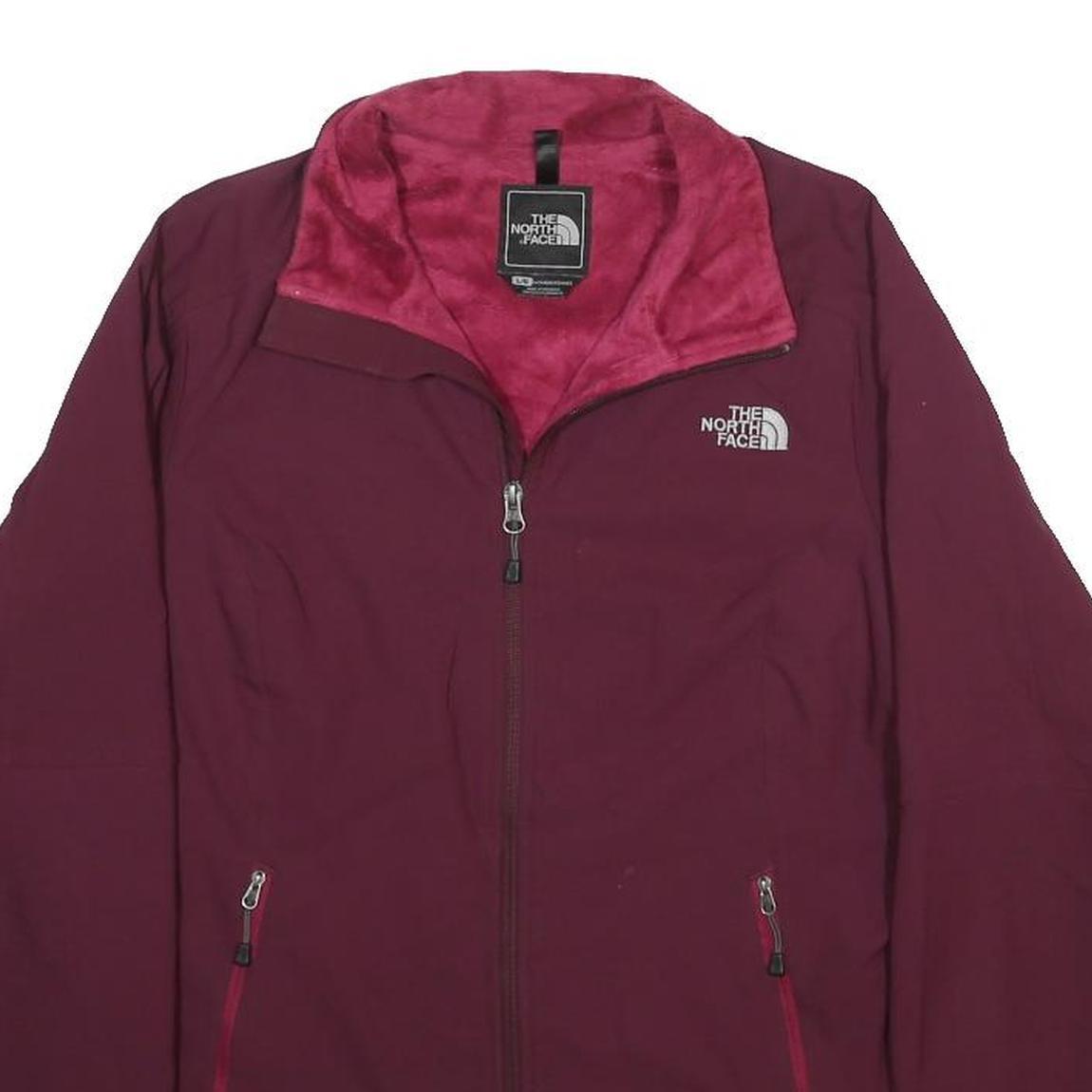 THE NORTH FACE Womens Maroon & Pink Zip Jacket L Polyester Blend Outdoor