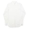 Mens White Plain Shirt S Classic Button Collar Long Sleeve Casual Formal