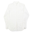 Mens White Plain Shirt S Classic Button Collar Long Sleeve Casual Formal