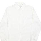 Mens White Plain Shirt S Classic Button Collar Long Sleeve Casual Formal