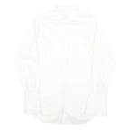 Mens White Plain Shirt S Classic Button Collar Long Sleeve Casual Formal
