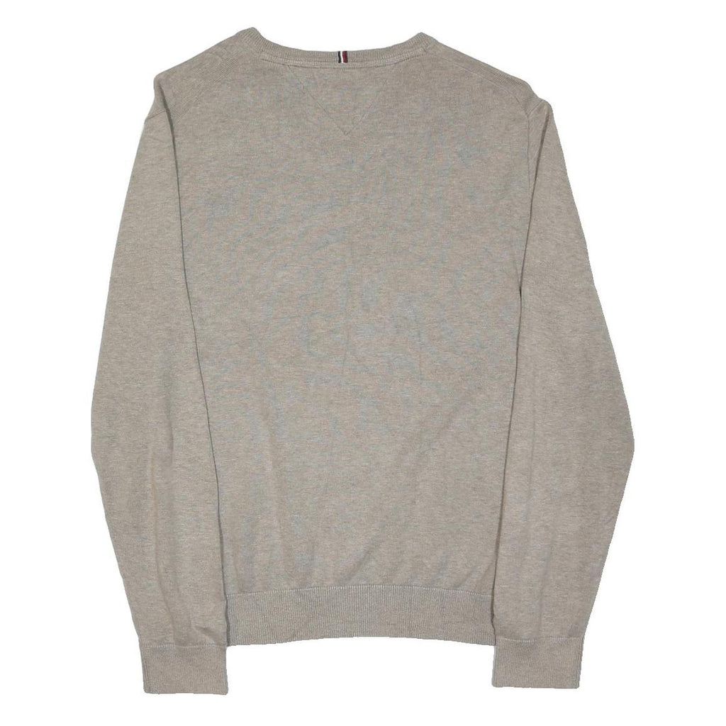 TOMMY HILFIGER Mens Beige & Maroon Patterned V-Neck Basic Knit Jumper M Classic