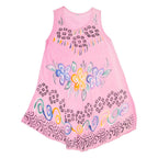 Womens A-Line Dress Pink 90s Floral Sleeveless Long ONE SIZE