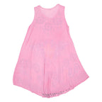 Womens A-Line Dress Pink 90s Floral Sleeveless Long ONE SIZE