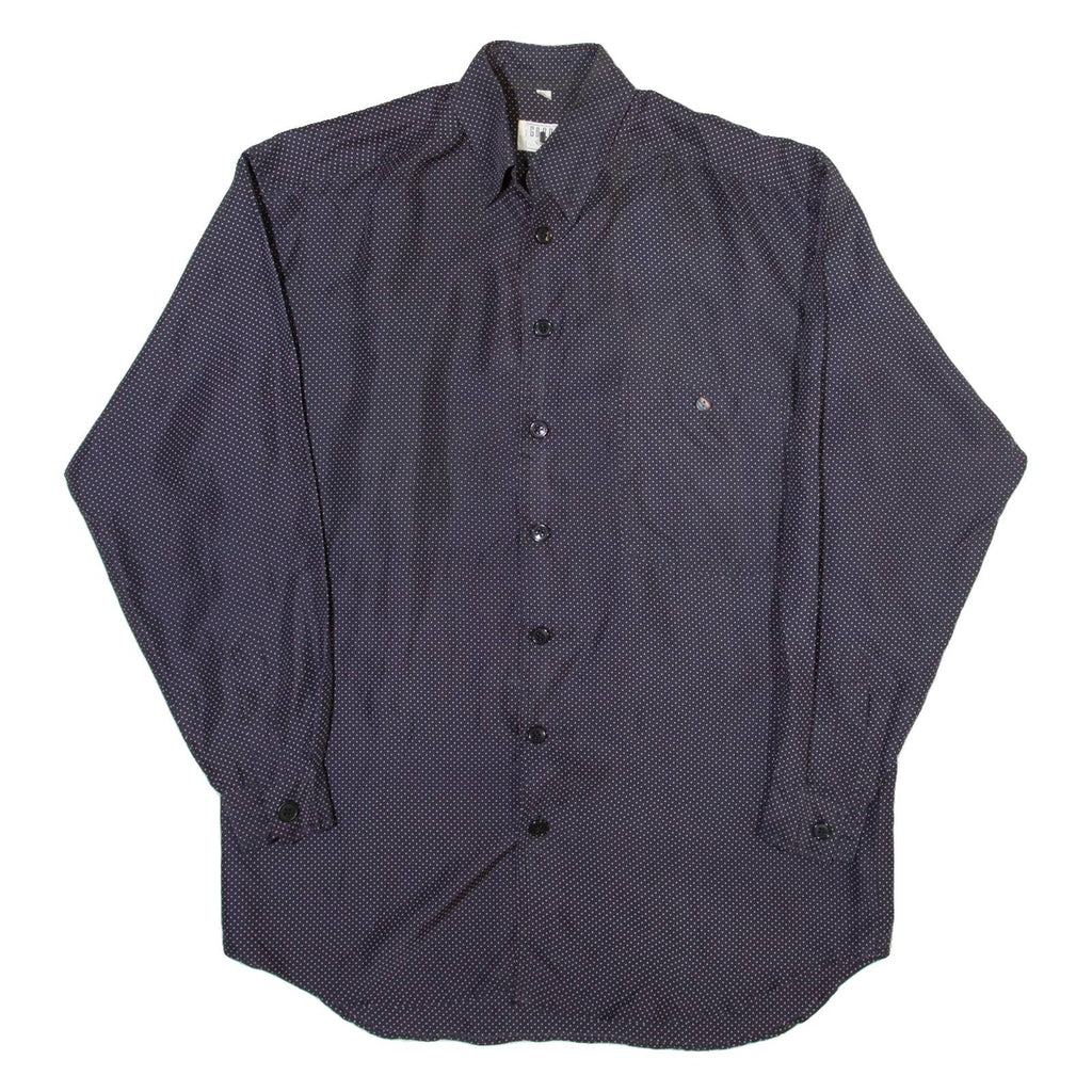 GOODMAN Mens Shirt Blue Spotted Long Sleeve S