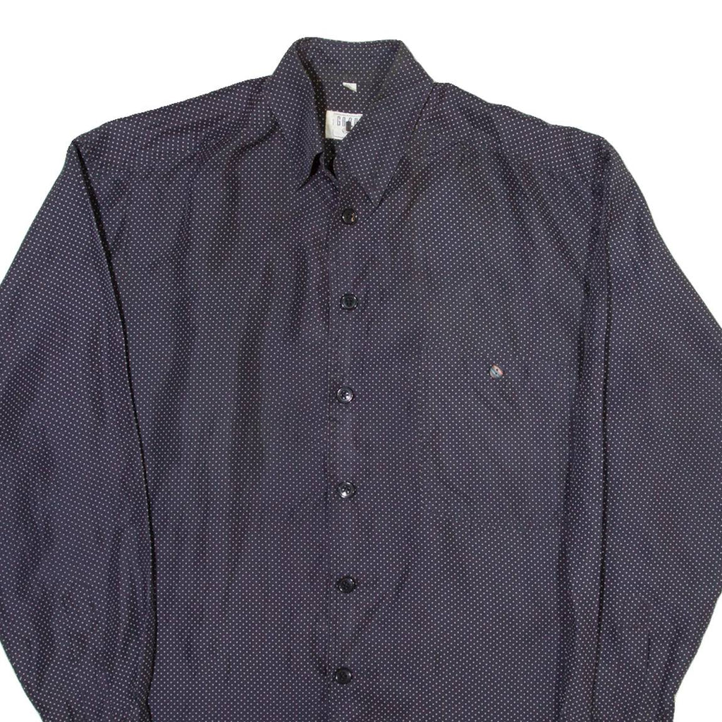 GOODMAN Mens Shirt Blue Spotted Long Sleeve S
