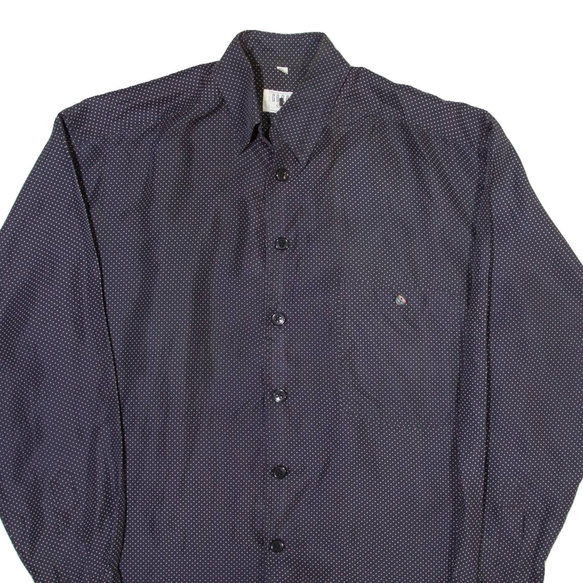 GOODMAN Mens Shirt Blue Spotted Long Sleeve S