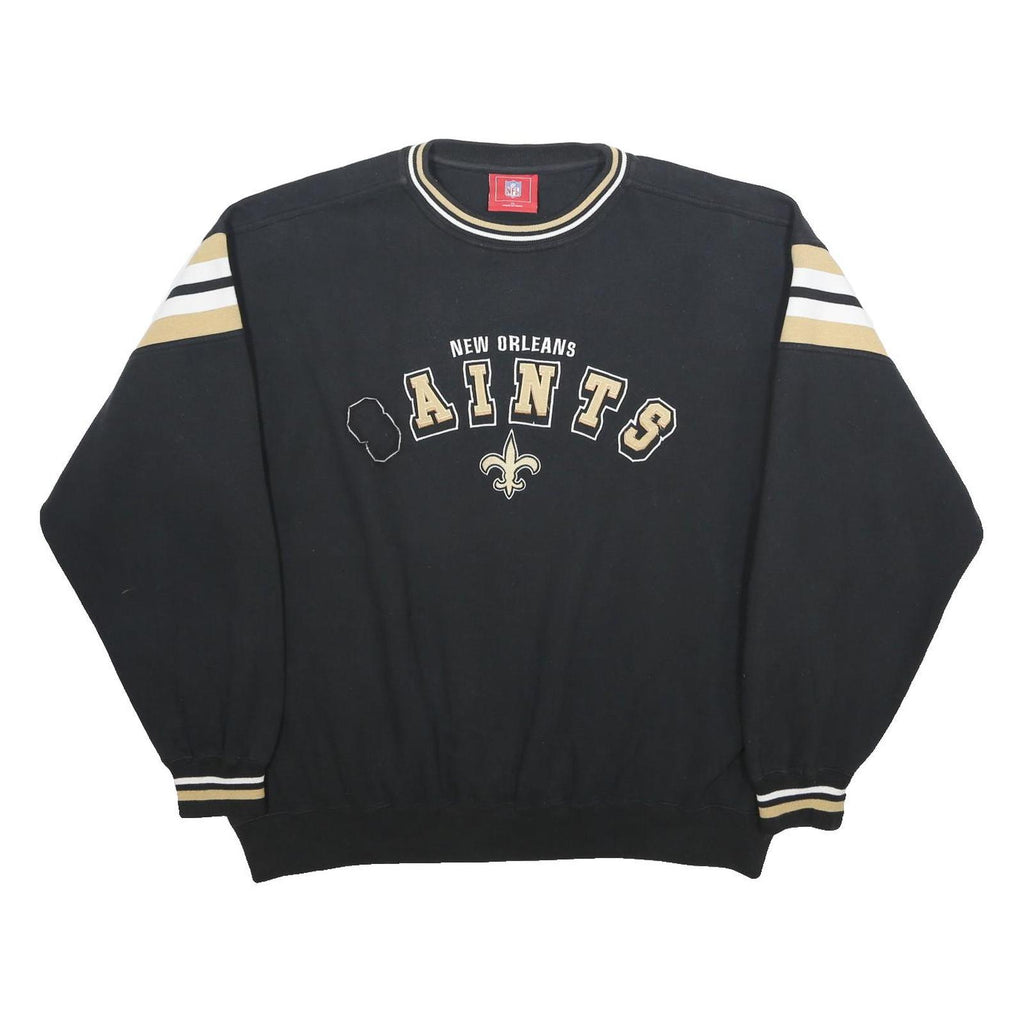 NFL Mens Black & Gold New Orleans Saints Crew Neck XL Cotton Blend Pullover