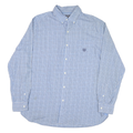 CHAPS Mens Blue & White Check Shirt L Button Down Collar Long Sleeve Casual