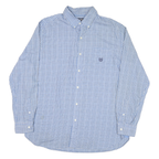 CHAPS Mens Blue & White Check Shirt L Button Down Collar Long Sleeve Casual