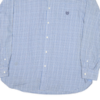 CHAPS Mens Blue & White Check Shirt L Button Down Collar Long Sleeve Casual